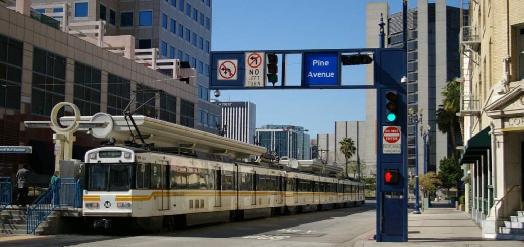 Railway on Pine Avenue, Long Beach, California.